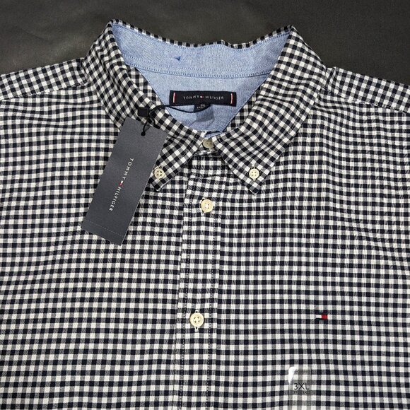 Tommy Hilfiger Men`s Gingham Short Sleeve Button-Down Oxford Shirt Size 3XL - Picture 1 of 7